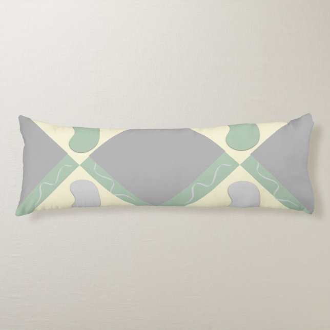 Coussins Longs Motif gris clair et vert pastel (Devant)