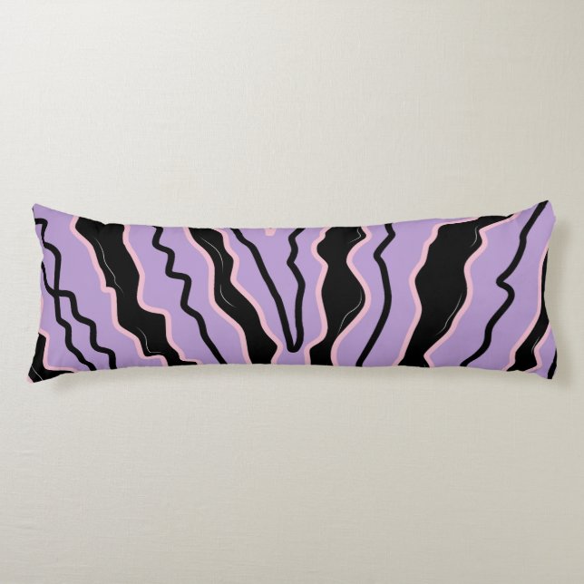Coussins Longs Motif groovy boho marbre violet noir abstrait (Devant)