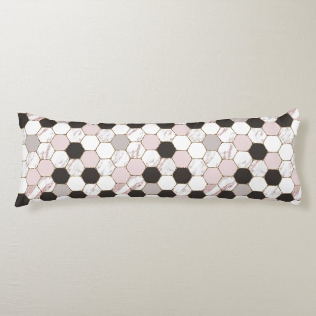 Coussins Longs Motif Hexagon de marbre géométrique moderne (Devant)