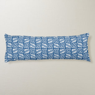 Coussins Longs Motif Ikat Aztec - Bleu Cobalt et Blanc