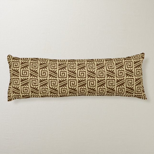 Coussins Longs Motif Ikat Aztec - Brown foncé et Tan (Dos)