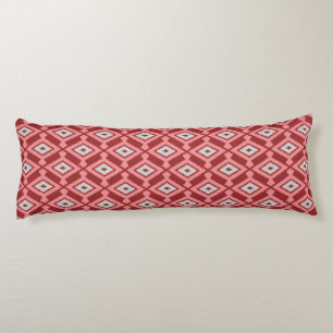Coussins Longs Motif Ikat - Bourgogne, Gris et Corail