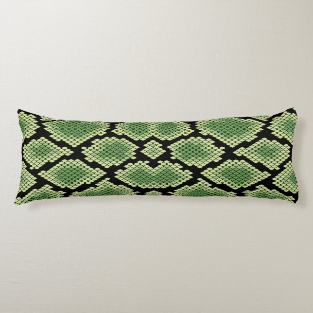 Coussins Longs Motif imprimé serpent faune africaine verte (Devant)