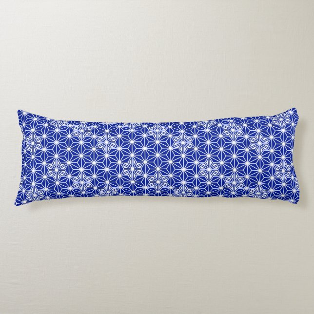 Coussins Longs Motif japonais Asanoha - bleu cobalt (Devant)