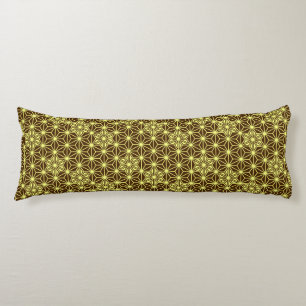 Coussins Longs Motif japonais Asanoha - marron et jaune
