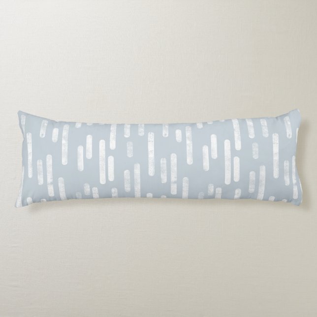 Coussins Longs Motif Lignes arrondies | Blanc sur Dusty Blue (Devant)