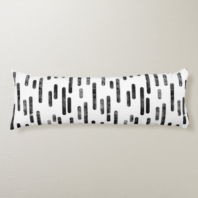 Coussins Longs Motif Lignes arrondies | Noir en blanc (Devant)