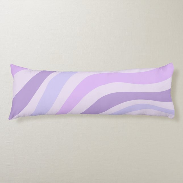 Coussins Longs Motif liquide à rayures groovy bleu violet abstrai (Devant)