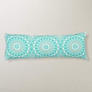 Coussins Longs Motif Mandala Océan Turquoise et Beige