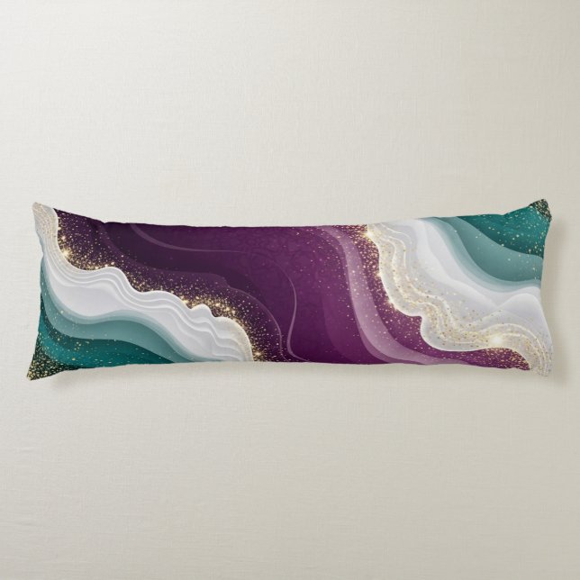 Coussins Longs Motif Marbre Pailleté Or Luxe (Devant)