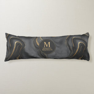 Coussins Longs Motif Marbre Paillettes Or Personnalisé Gris Noir