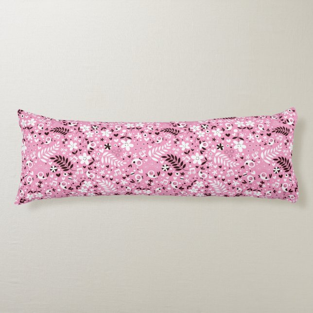 Coussins Longs motif mignon de rose d'oiseaux et de fleurs (Devant)