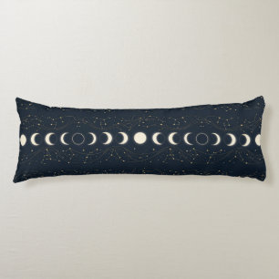 Coussins Longs Motif minimaliste des phases lunaires avec des éto