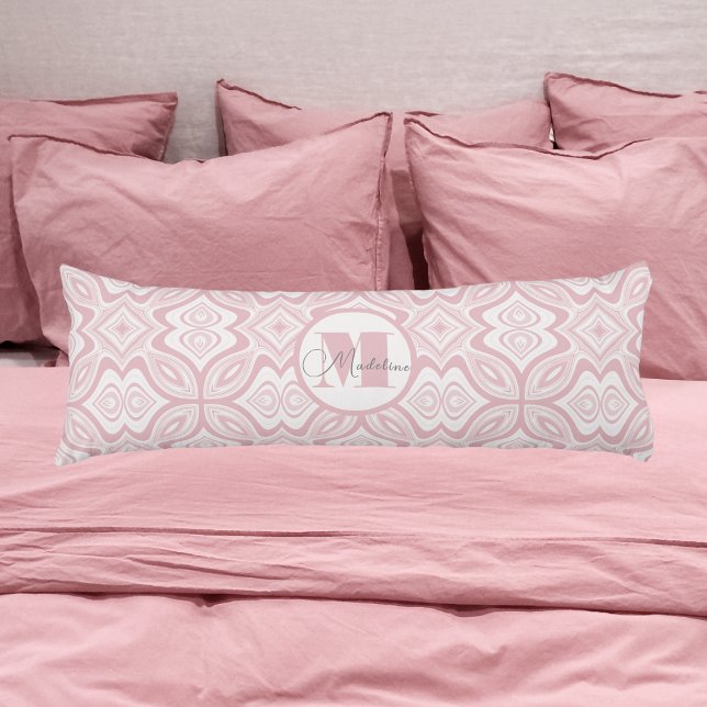 Coussins Longs Motif moderne Blush Rose Swil avec/ initial (Créateur téléchargé)