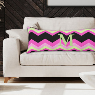 Coussins Longs motif moderne girly zigzag noir fuchsia chevron