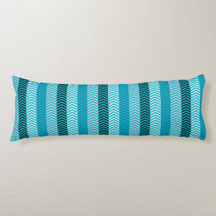 Coussins Longs Motif moderne Turquoise Blue Chevron Stripes