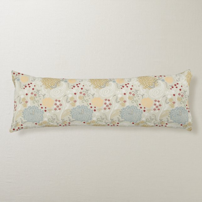 Coussins Longs motif montrant le jardin bouclé (Devant)