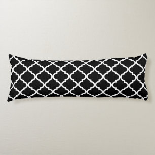 Coussins Longs Motif noir et blanc moderne de Quatrefoil de