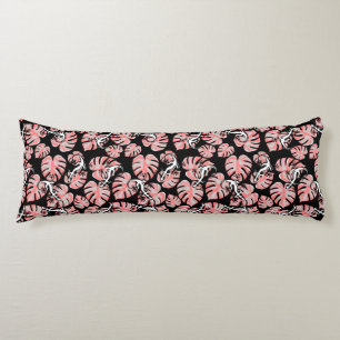Coussins Longs Motif Noir Et Rose - Geckos Et Feuilles