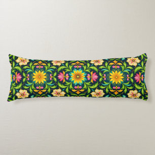 Coussins Longs Motif ornemental floral aux couleurs vives