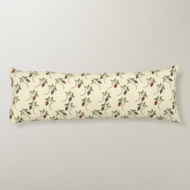 Coussins Longs Motif ornemental vert olive (Dos)