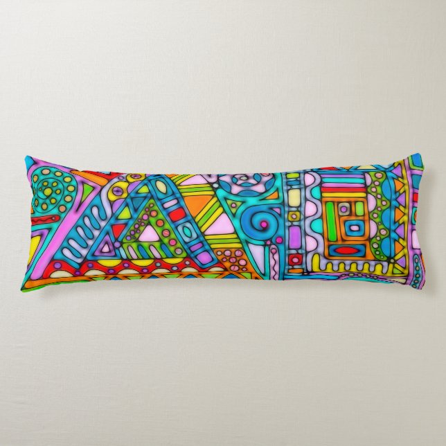 Coussins Longs Motif Peint À La Main Et Numériquement Art 53 (Devant)