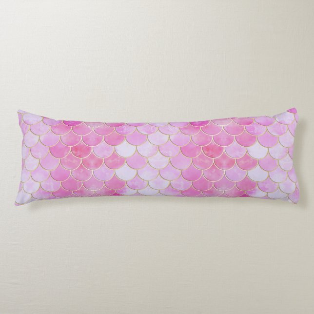 Coussins Longs Motif Pink Pastel & Gold Shimmer Mermaid (Devant)