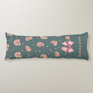 Coussins Longs Motif Pink Peony et Bow