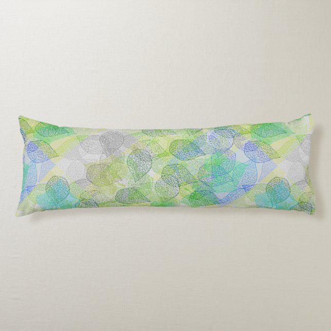 Coussins Longs motif plante A02.b Feuille LGrey BG (Devant)