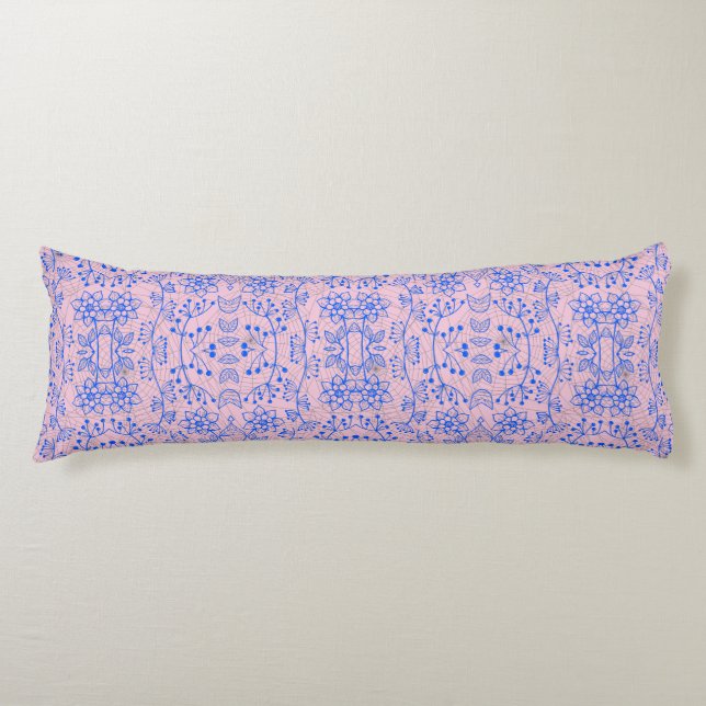 Coussins Longs motif plante A08.b boho. rose BG (Devant)