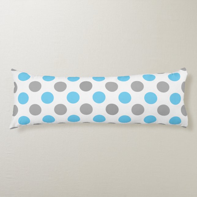 Coussins Longs Motif pois bleu et gris (Devant)