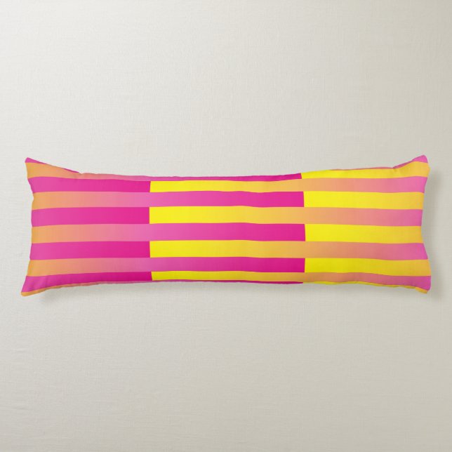 Coussins Longs Motif rayé rose jaune orange (Devant)