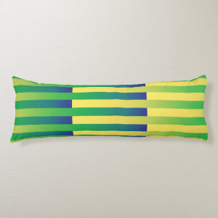 Coussins Longs Motif rayé vert jaune bleu