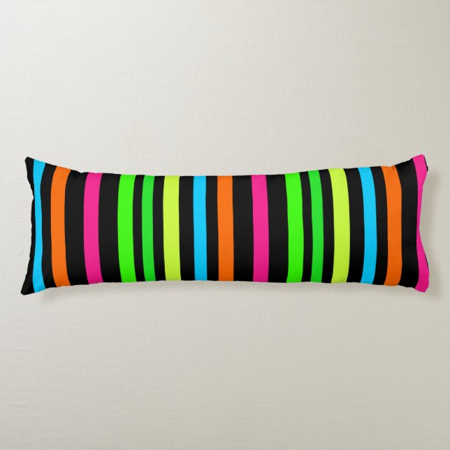 Coussins Longs Motif Rayures Néon (Devant)