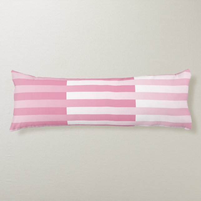 Coussins Longs Motif Rayures Rose Blanc (Devant)