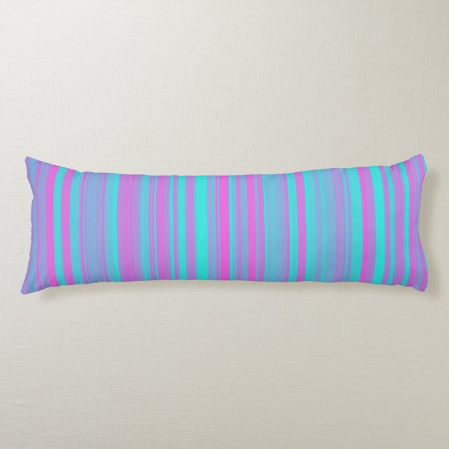 Coussins Longs Motif Rayures Rose Violet Bleu (Devant)