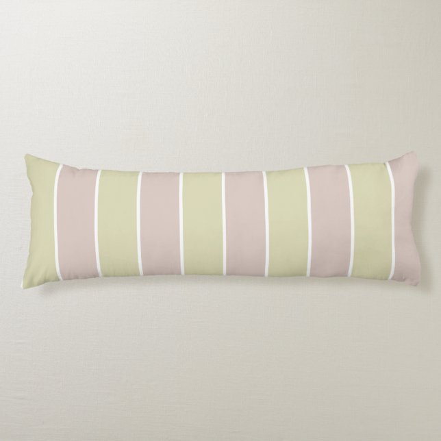 Coussins Longs Motif rayures vert rose pastel moderne (Devant)