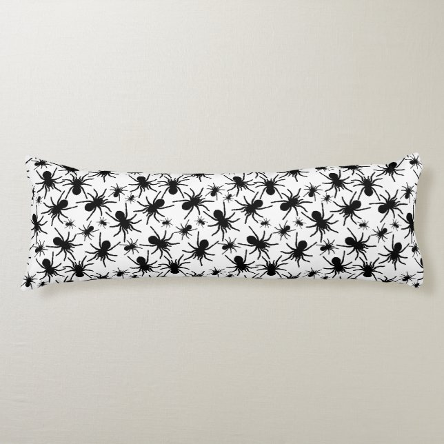 Coussins Longs Motif Répétant noir et blanc | Spider Motif (Devant)