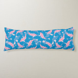 Coussins Longs Motif Répétant Rose Et Bleu   Koi Fish Motif