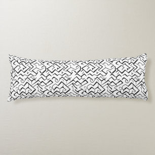 Coussins Longs Motif répété noir et blanc Maze moderne