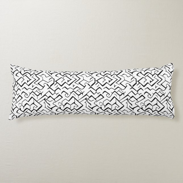 Coussins Longs Motif répété noir et blanc | Maze moderne (Devant)