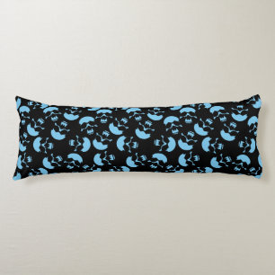 Coussins Longs Motif Répétitif Bleu et Noir   Motif de Crâne