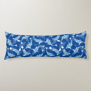 Coussins Longs Motif Répétitif Bleu Motif de Poisson Koi