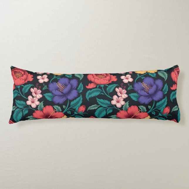 Coussins Longs Motif répétitif de fleurs sauvages (Devant)