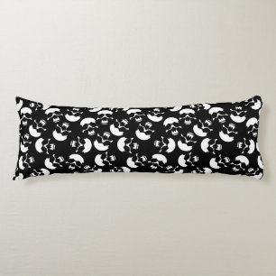 Coussins Longs Motif répétitif noir et blanc Motif de crâne