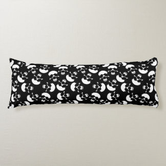 Coussins Longs Motif répétitif noir et blanc | Motif de crâne