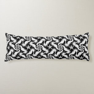 Coussins Longs Motif Répétitif Noir Et Blanc   Motif Hippocampe