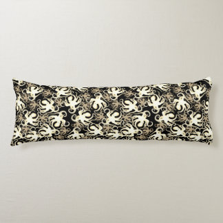 Coussins Longs Motif Répétitif Noir Et Sépia | Motif de Pieuvre