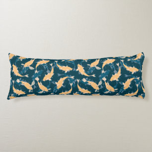 Coussins Longs Motif Répétitif Vert Et Jaune   Motif De Poissons 
