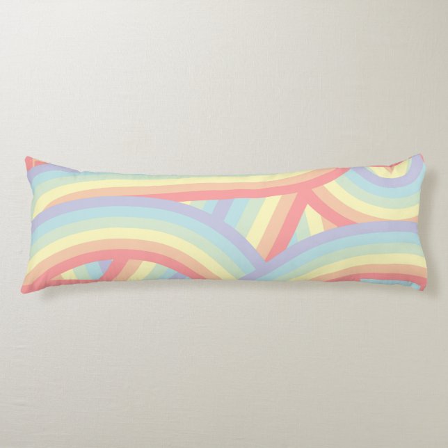Coussins Longs Motif Retro Pastel Rainbow Stripes (Devant)